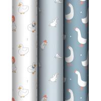 Упаковочная бумага 70*100см "Goose set" асс. 3 дизайна 80г/м2 глянц. MESHU/Рельеф