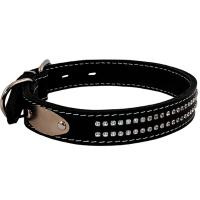 Ошейник кожа 25мм двойной со стразами 39-46см/00025020/Каскад