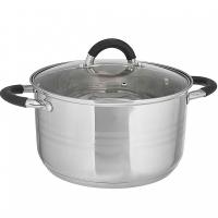 Кастрюля 5л нерж. со стеклянной крышкой BE-198/2 /6шт/ Webber