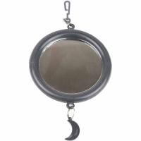 Игрушка д/птиц Zoo-M Зеркало большое с пластиковым подвесом блистер серое/5015