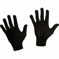 П228766 Перчатки нейлон с ПВХ Люкс (черные с черной точкой) 9-11 N12 /10шт/300шт/ АПИ