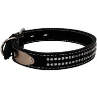 Ошейник кожа 20мм двойной со стразами 31-39см/00020120/Каскад