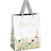 Пакет подарочный 18*23*10см "With love" фольга, матовая ламинация MESHU/Рельеф