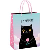 Пакет подарочный 11*14*6,5см "Black cat" глянцевая ламинация MESHU/Рельеф