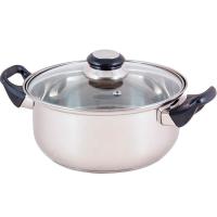 Кастрюля 2,8л стекл.крышка 20*19,5см нерж.сталь,одина.дно, ручки бакелит, BAK-S-03/8шт/985888