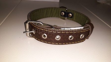 Ошейник кожа+брезент 30мм 2-х слойный Н/У 55-60см