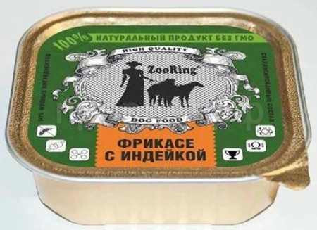 Собаки ZooRing д/всех пород собак паштет фрикасе с индейкой ж/б 100гр/16шт/313383