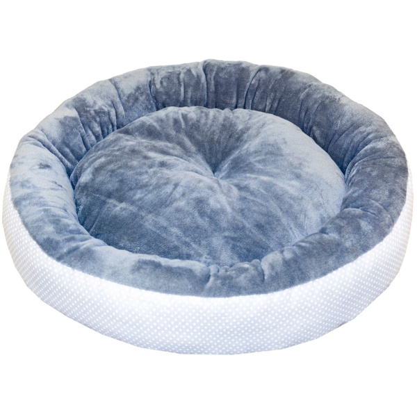 Лежанка ватрушка плюш серый горох 56*17см/DONBARON