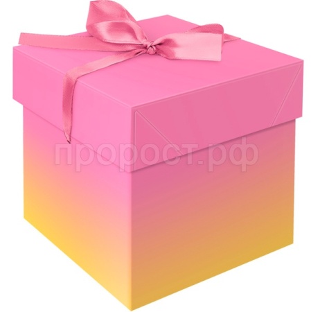 Коробка складная подарочная "Duotone. Pink-Orange gradient" (15*15*15см) с лентой MESHU /Рельеф