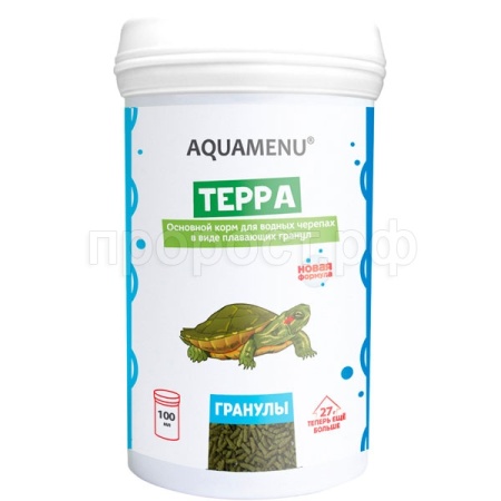 Черепахи банка Терра гранулы для водяных черепах 100мл 27г/22шт/ЧЗ