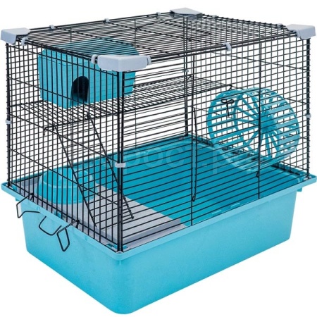 Клетка д/грыз №1 РПК57 2-х эт укомплектованная 42*30*40см бирюзовая/Евро