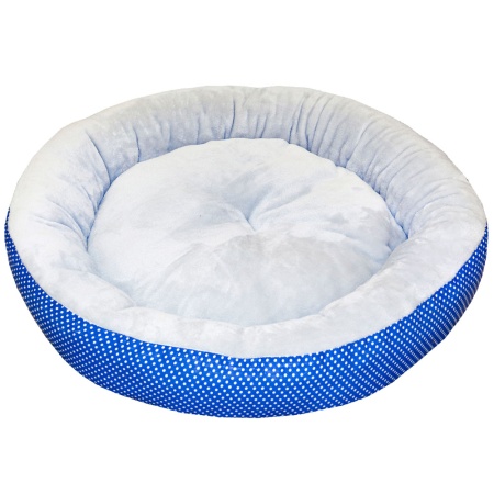 Лежанка ватрушка плюш синий горох 70*17см/DONBARON