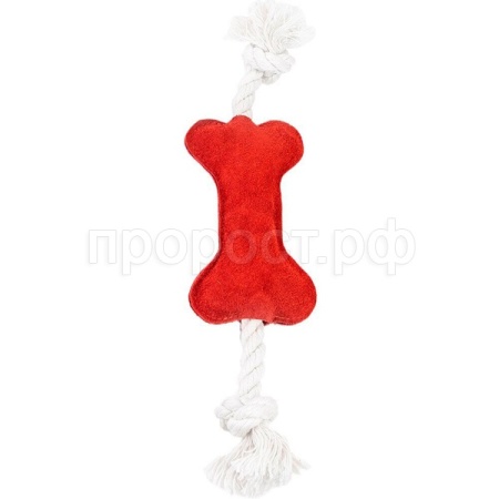 Игрушка с КОСТЬ 33*8*2см замша, х/б канат красная/3001красн/Дарэлл