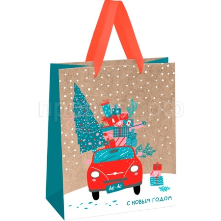 Пакет подарочный 18*23*10см "New year" крафт MESHU/MS_61633/Рельеф