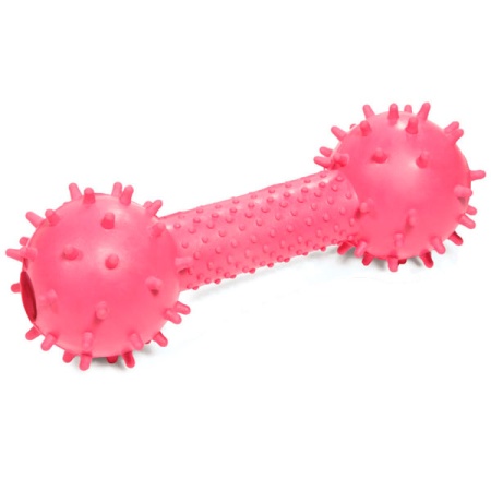 Игрушка с Гантель шипованная с колокольчиком цельнолитая резина 16см/12191052/Триол