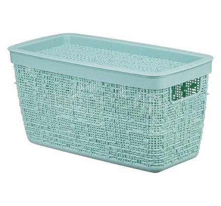 Коробка д/хранения БЯЗЬ 4л морская волна с крышкой 28*14*14см М2325 /12шт/М-пласт 