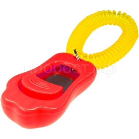 Кликер ZooOne трёхтоновый в форме лапки с браслетом красный 1016-09/Пет Лайн