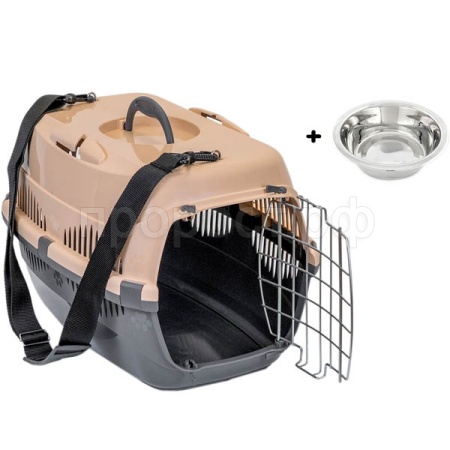 Переноска Спутник №2 ZooM с металлической  дверцей+наплечный ремень+мис до12кг 33*49*32см /4094/Дарэлл