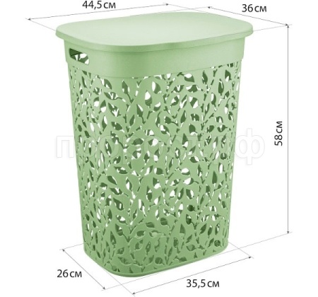 Корзина д/белья 55л ФЛОРА мята М2621 /5шт/М-пласт
